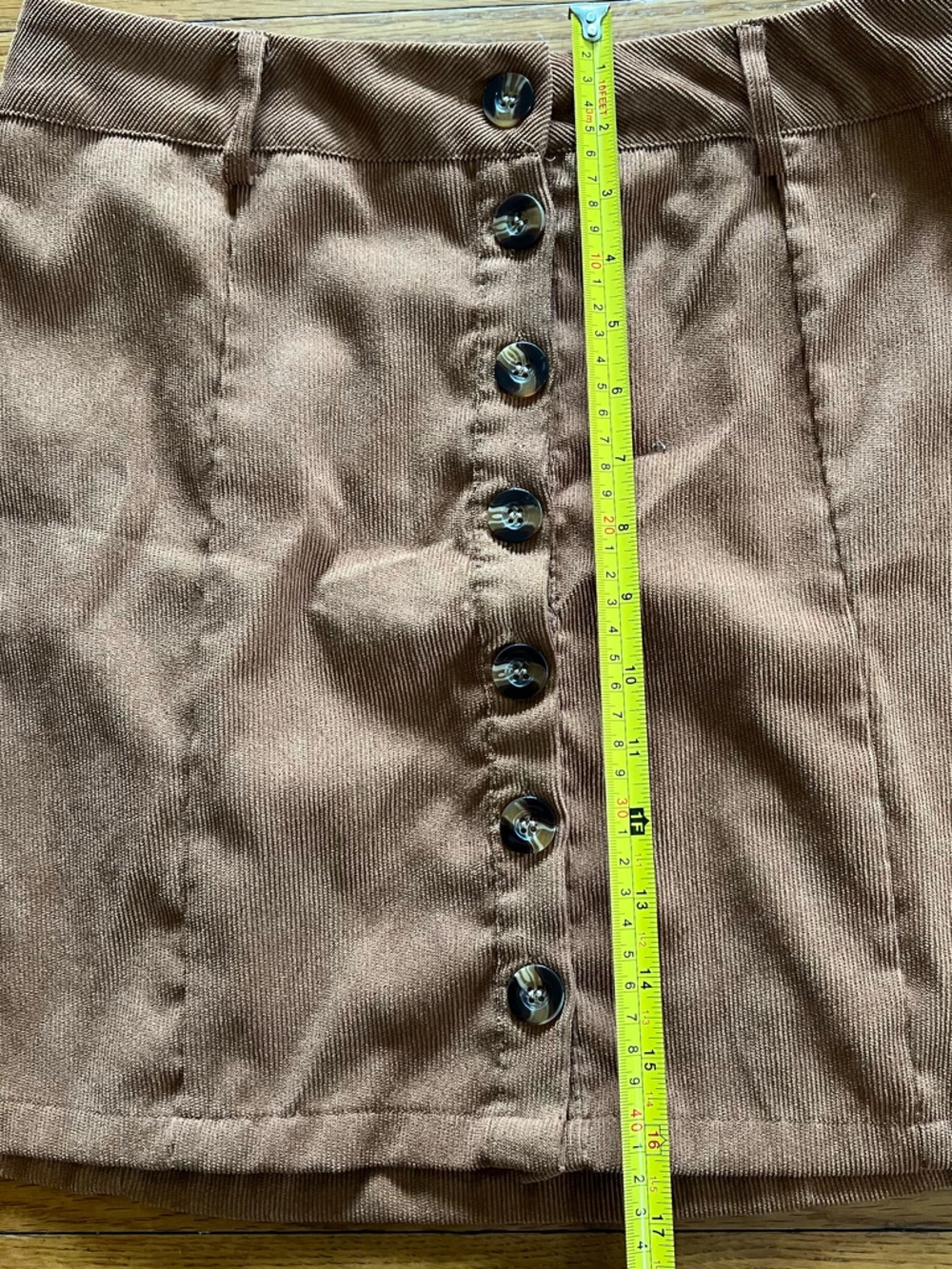 SHEIN Brown Corduroy Button-Front Mini Skirt